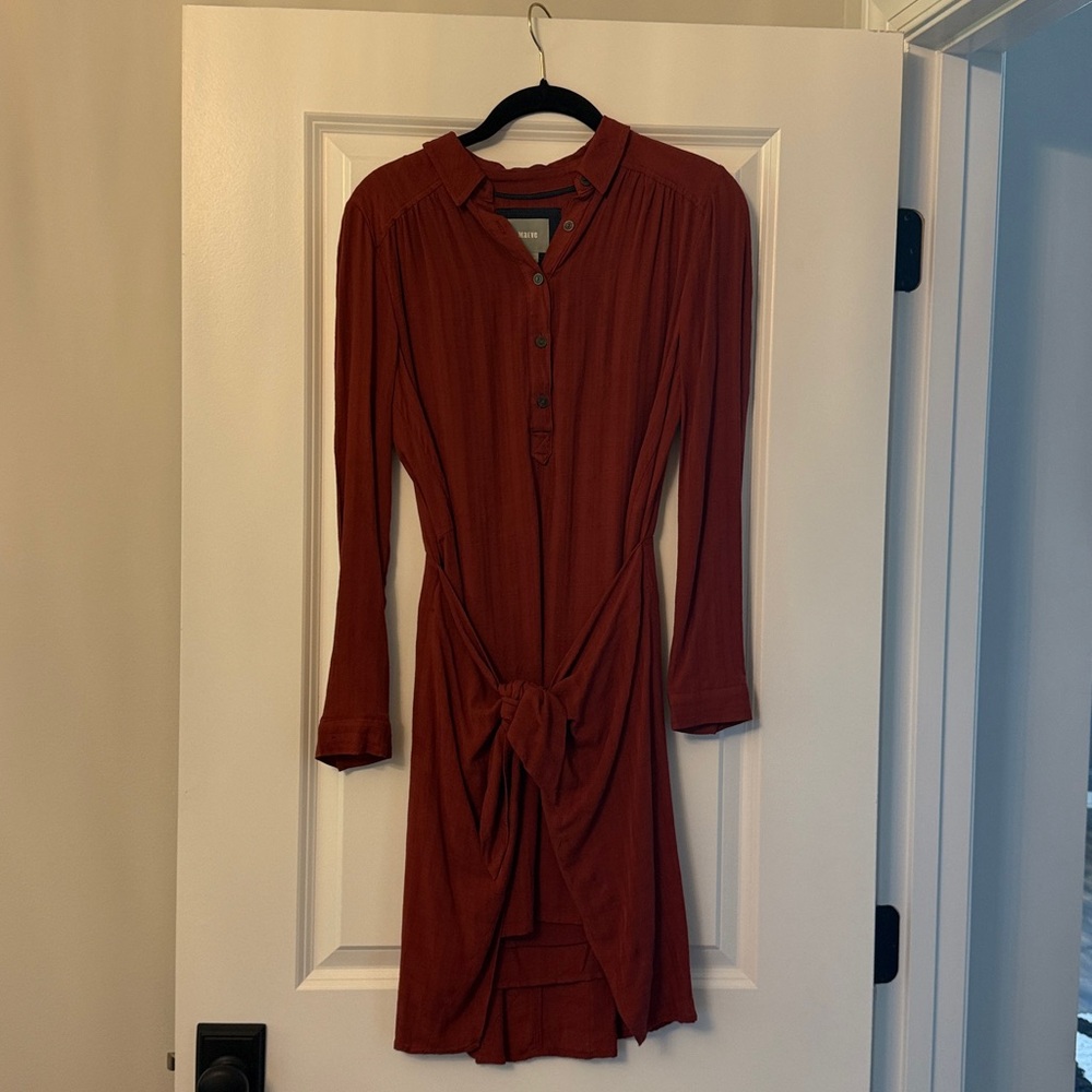 Maeve by Anthropology Terracotta Fall Button-Up Wrap Dress sz 0